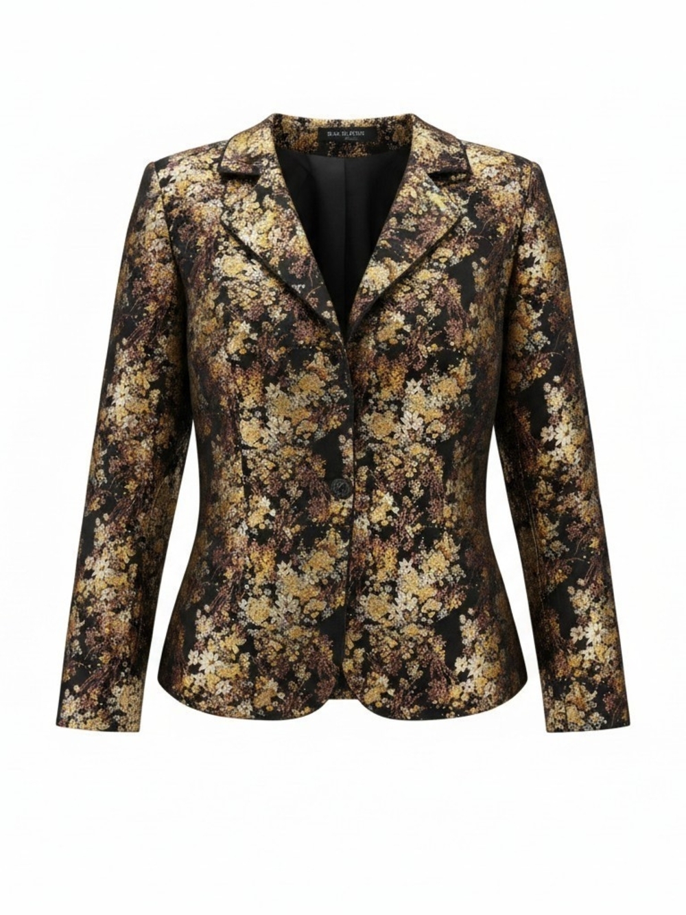 Cathayana Black Gold  Floral Brocade Jacket Frog Closure Size Large Blazer - Picture 2 of 10